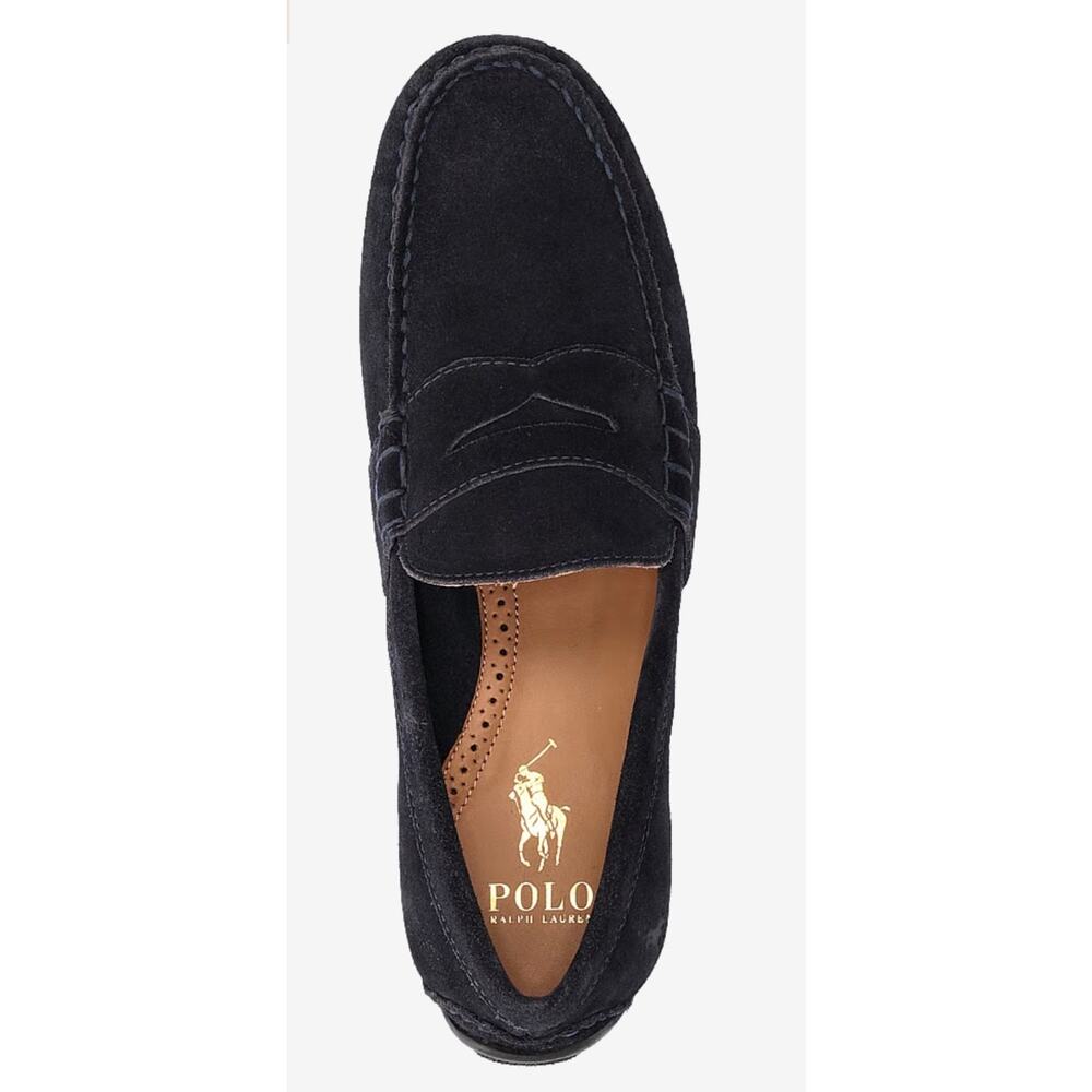 Polo Ralph Lauren Navy Blue Suede Penny Loafer Driving Moc Men's Size 12 D NWOB